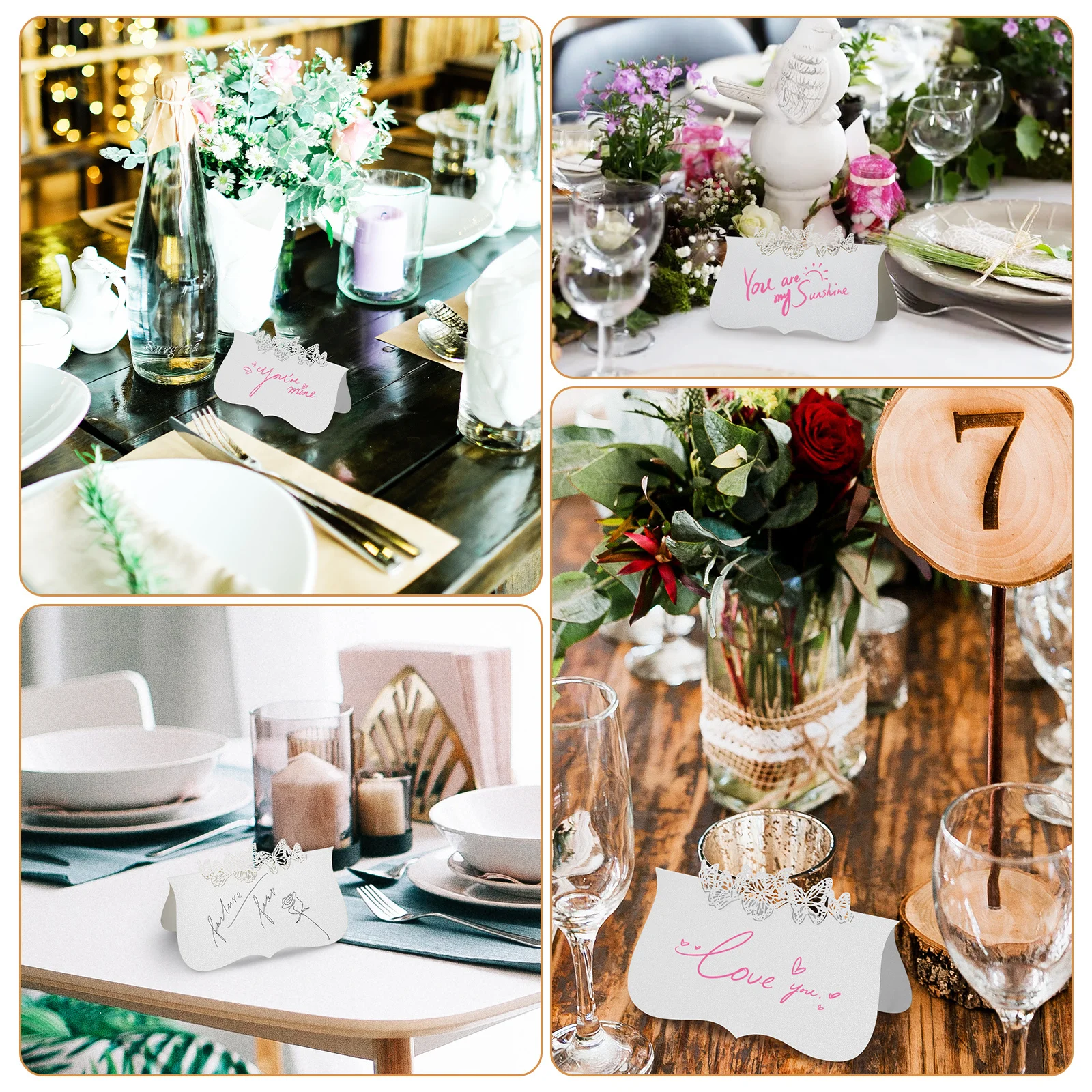 

50 Pcs Butterfly Name Place Card Wedding Cards Seating Tent for Table Setting Placecards Paper Cardboard Small