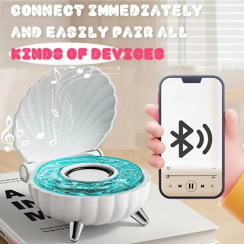 Mini Alto-falante Portátil Bluetooth, Conexão TWS, Estéreo, Soundbar, MP3 Sem Fio, Leitor de Música com Luz Ambiente Colorida