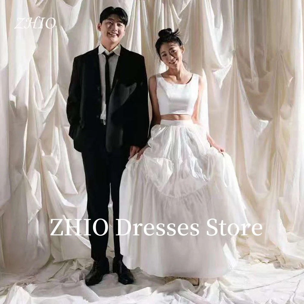 

ZHIO Simple 2PCS Wedding Dresses A-Line Floor Length Korea Photo Shoot Bridal Gowns Corset Customized Elegant