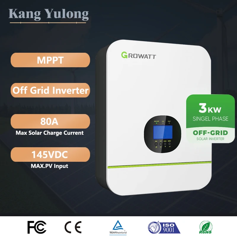 

Growatt Hybrid Solar Inverter 3KW SPF 3000TL LVM Single Phase 24V 48V Off Grid Inverter With Parallel Function