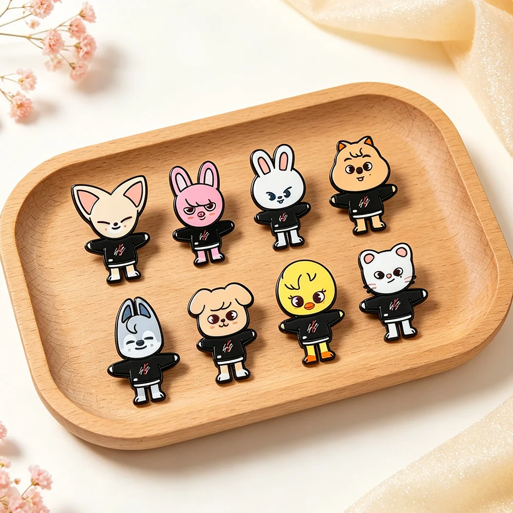 8-teiliges KPOP Cartoon-Broschen-Set mit Tiermotiven, Emaille-Pins, Sammlerstück, Dekoratives Zubehör für Taschen und Rucksäcke, Geburtstagsgeschenk für Fans – Detail 7