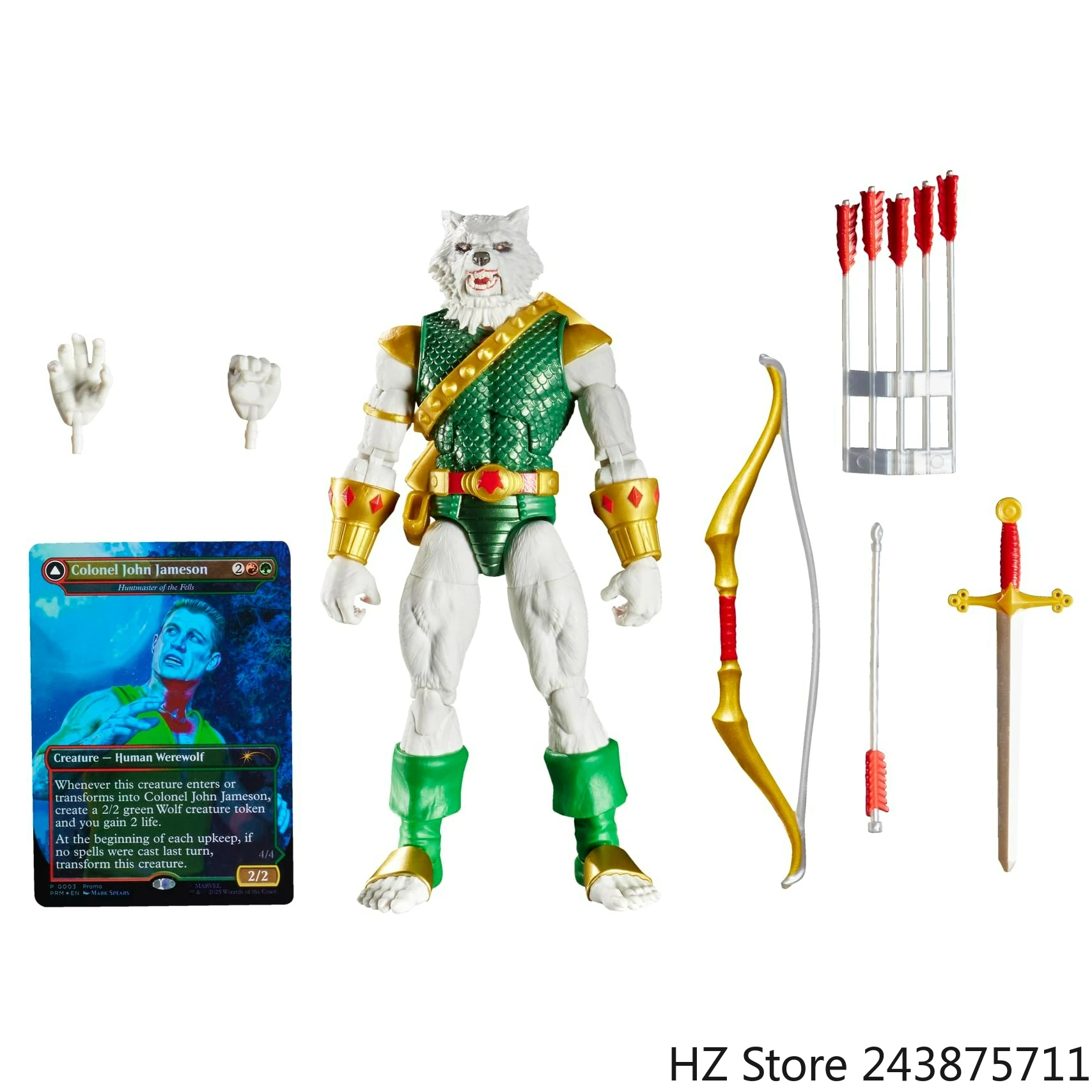 

Hasbro SPIDER-MAN Marvel Legends Series Magic: The Gathering Man-Wolf Exclusive Foil Collectible Card Game Trading Card G0642