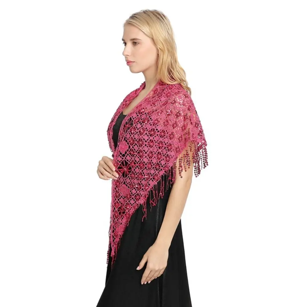 เลื่อมเลื่อมพู่ผ้าคลุมไหล่พู่หมวกสามเหลี่ยมผ้าคลุมไหล่หลากสีอุปกรณ์เต้นรําท้องเต้นรําผ้าพันคอท้องเต้นรําเข็มขัด