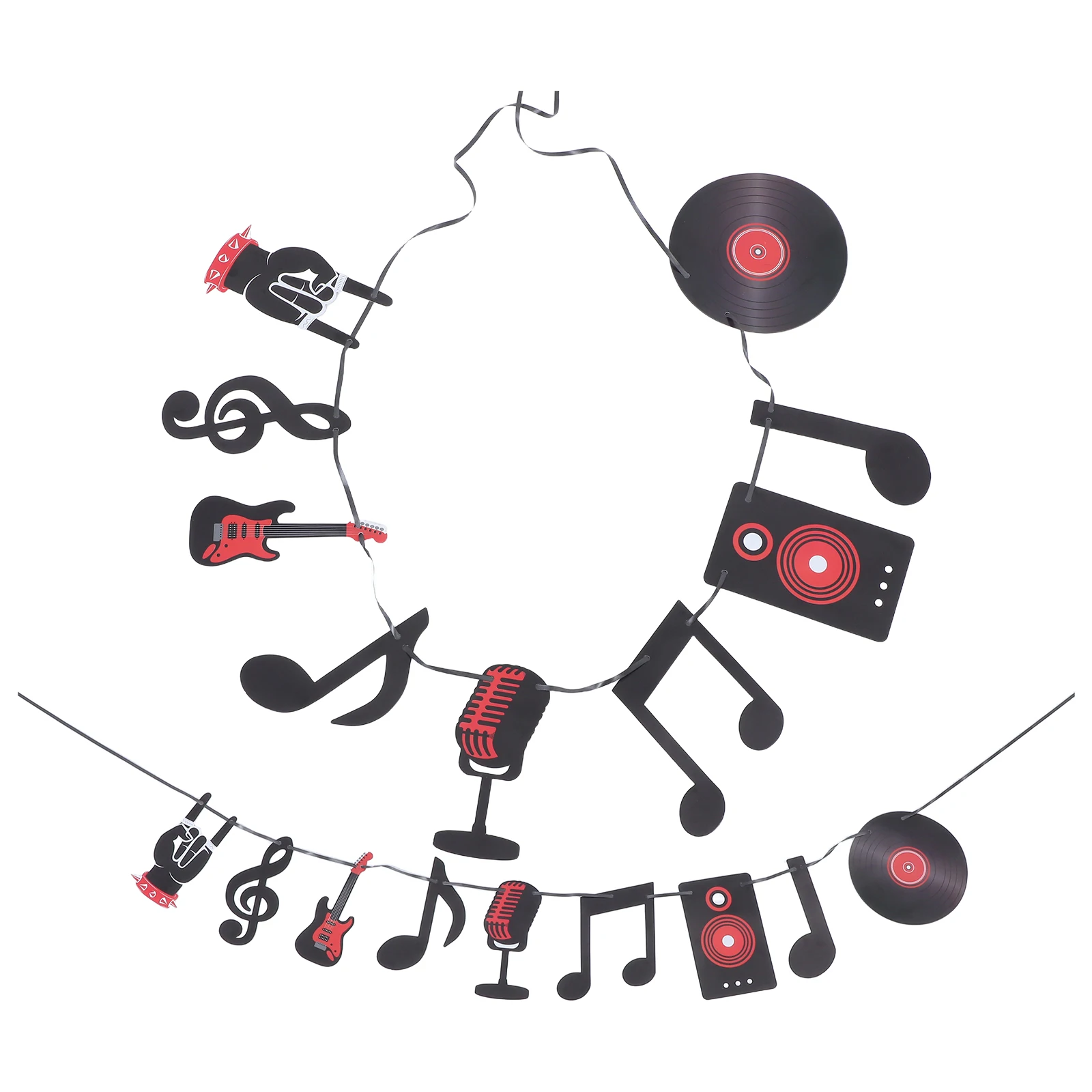 

2Sets Music Theme Party Banner Retro Record Design Hanging Decor for Rock Concert Celebration Decorations Birthday Party Music