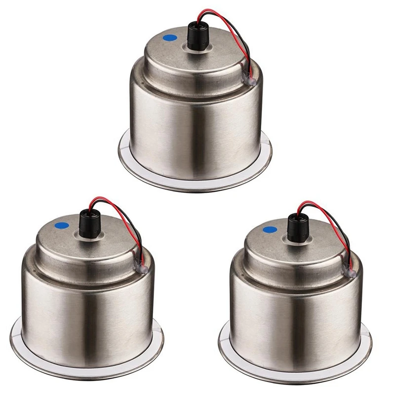 3X LED Light Drink Holder LED Recessed Stainless Steel Cup Drink Holder Cup Shape For Car Marine Boat