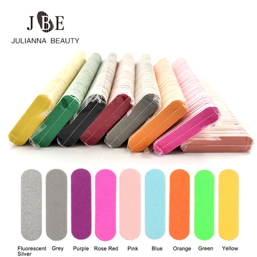 Lijado de esmalte de uñas de doble cara, minilimas de madera desechables, tiras pulidoras, herramienta de manicura 5/10/20/50/100
