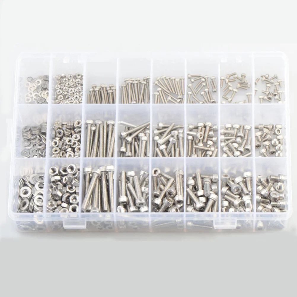 

1080pcs Stainless Steel Bolt Nut Set Hex Socket Head Screws Assortment Kit For Industrial Construction Fasteners Metric Screws