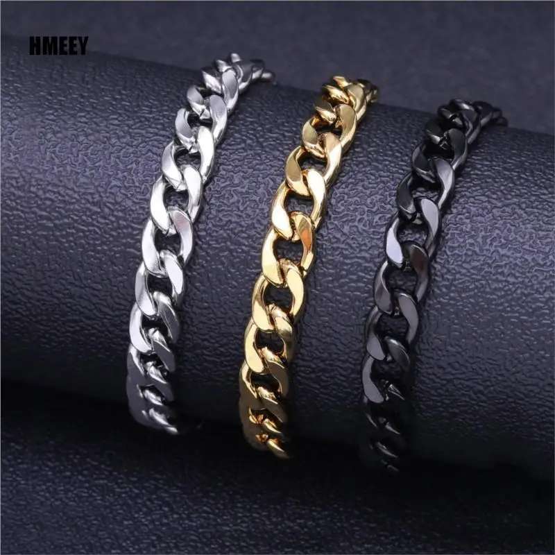 Hmeey Stainless Steel Chain Necklace Long Hip Hop for Women Men on The Neck Fashion Jewelry Gift Accessories Silver Color Choker