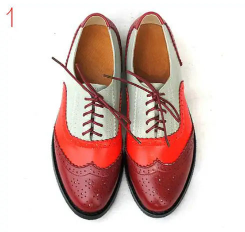 Custom Ladies Oxford Shoes Spring Fall Color Matching Walking Flats Genuine Leather Casual Shoes For Women Size 33-46