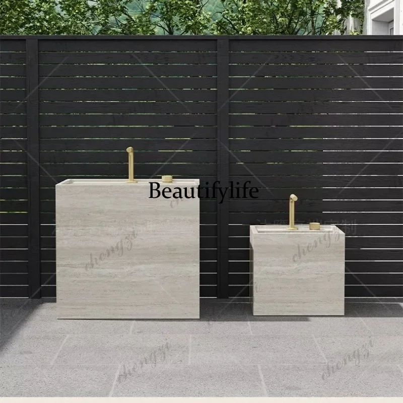EE182 rock slab laundry pool indoor and outdoor washbasin sink outdoor courtyard hand washing integrated column basin balcony