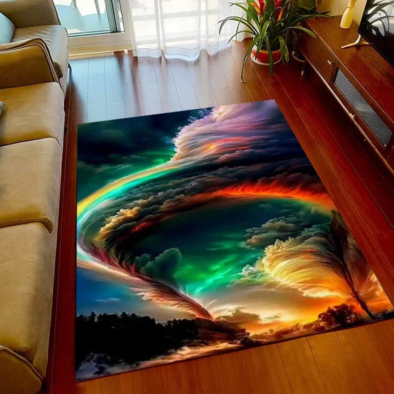 3D Natural ,Tornado, Cloud Area Rug Large,Carpet Rug for Living Bedroom Sofa Doormat Decoration, Non-slip Floor Mat sonic hogar