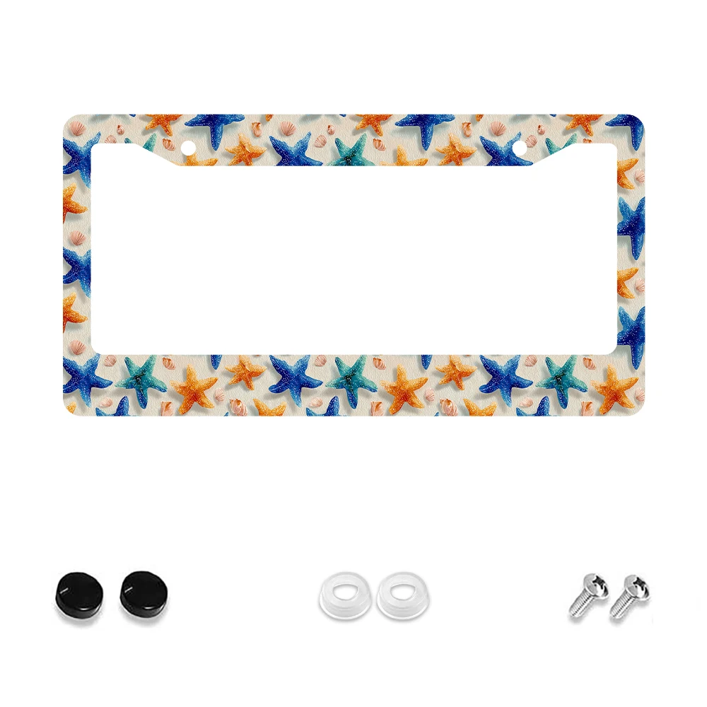 

1 шт. красочная рамка номерного знака с 2 отверстиями в виде морской звезды, алюминиевый материал, 6x12 дюймов с набором винтов, ретро-новинка, декор для автомобиля