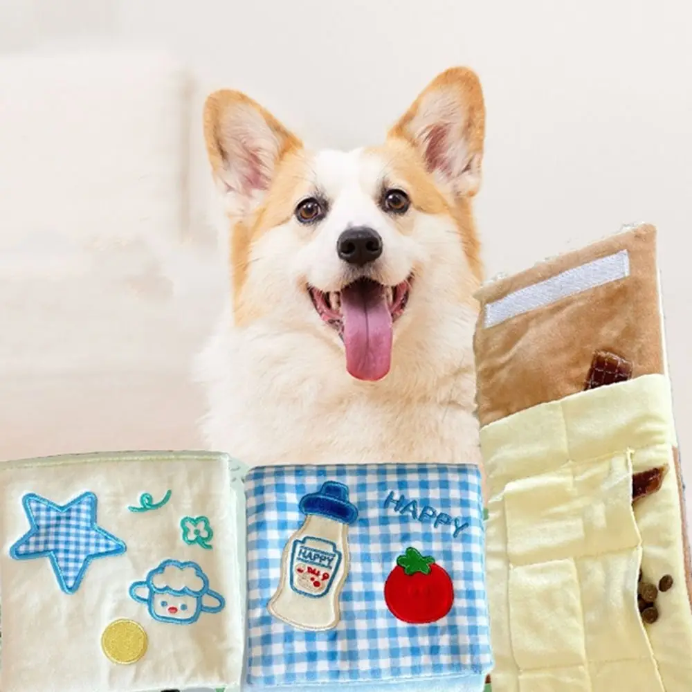 

Cartoon Dog Hiding Food Toys Foldable Interactive Plush Dog Toys Wallets Shape Bite Resistant Pet Sniffing Toy for Puppy Cats