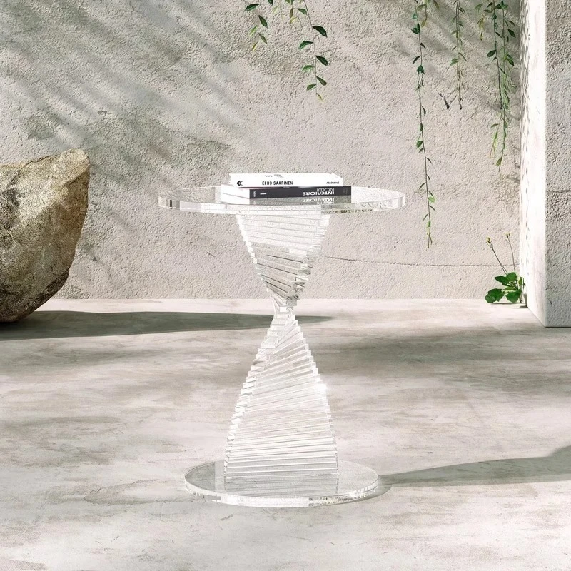 

Современный простой маленький круглый столик, роскошный угловой столик в скандинавском стиле, минималистичный диван для гостиной, прозрачный акриловый журнальный столик