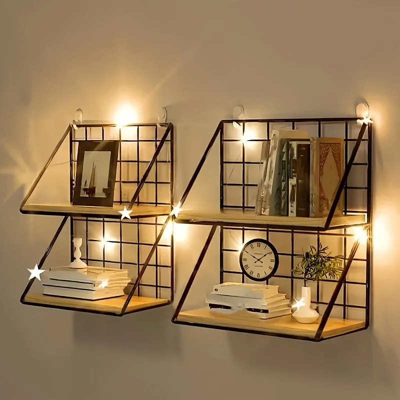 

1pc/wall storage rack bedside punch-free shelf dormitory wall-mounted wall hanging basket partition storage rack