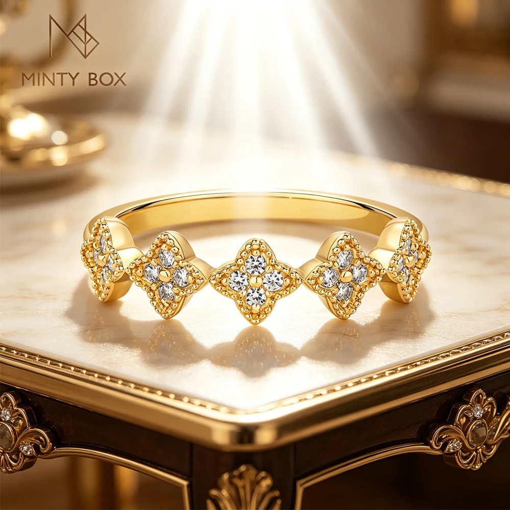 

MINTYBOX D VVS1 Moissanite Rings 925 Sterling Silver Simple Elegant Ring for Women Finger Rings Fine Wedding Jewelry Gift