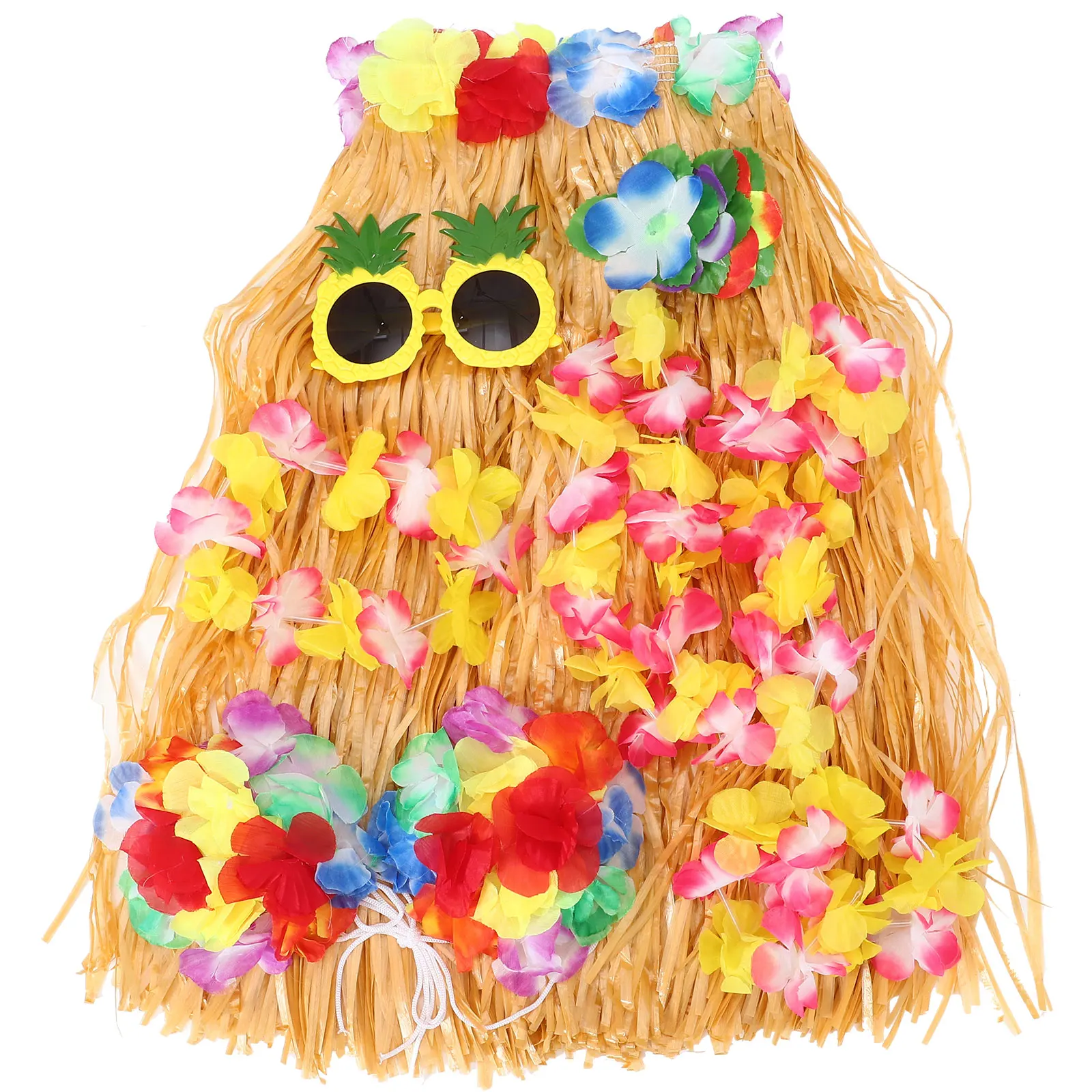 

1Set Hawaiian Party Lei Set Complete Tropical Ensemble for Beach Holiday Dance Prom Kids Adult Costume Luau Decoration Supply