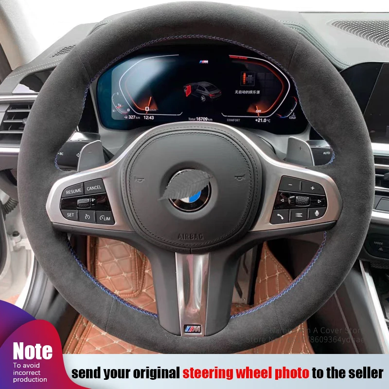 Car Steering Wheel Cover Suede Braid For BMW G30 530i 525i 530d M550d M550i G02 X4 2018 F90 M5 G01 X3 M40i 2020-2022 Accessories