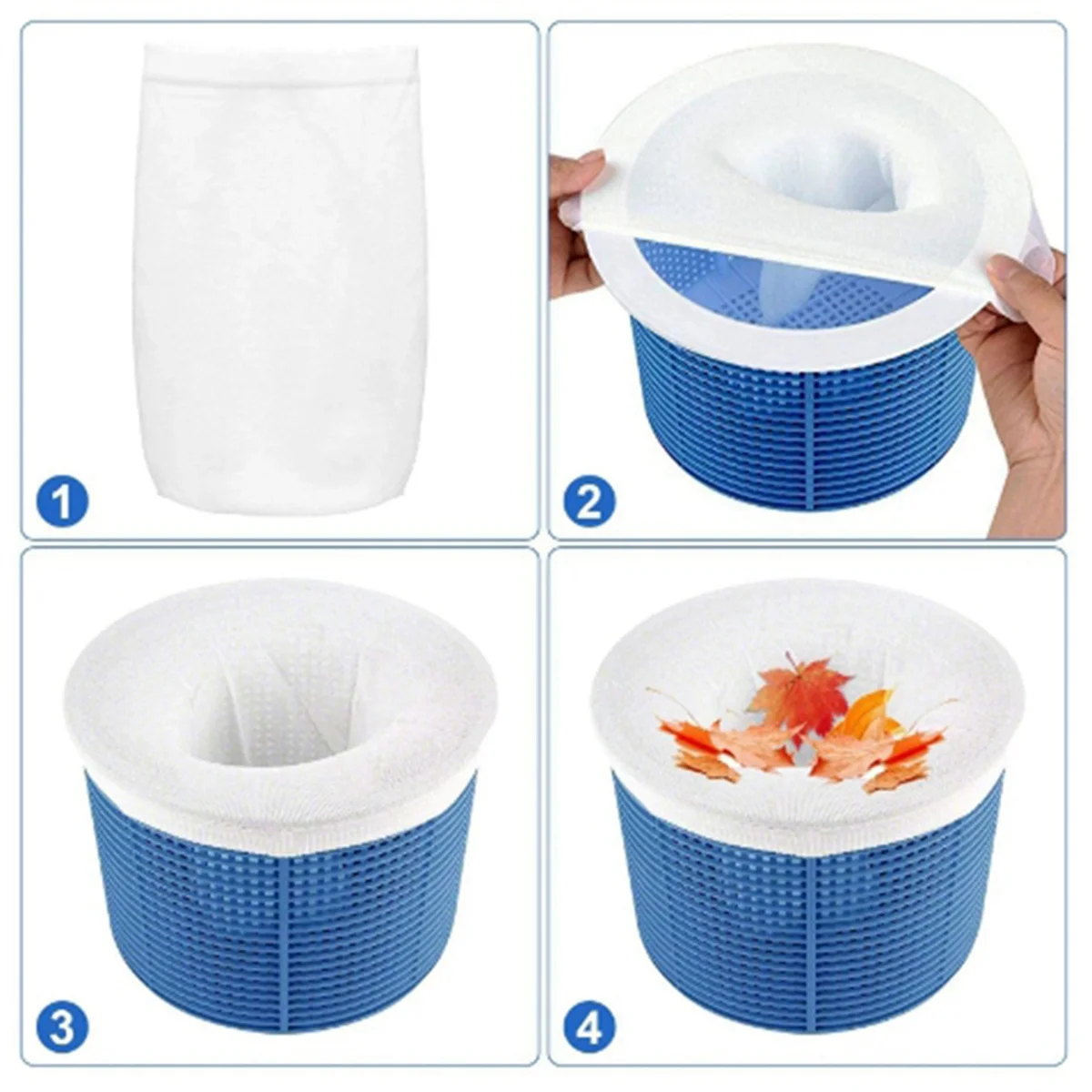 AT77 10PCS Pool Skimmer Filter Pool Skimmer Sock Reusable Filter Baskets Cleaner Network Swimming Pool Cleaning Equipment