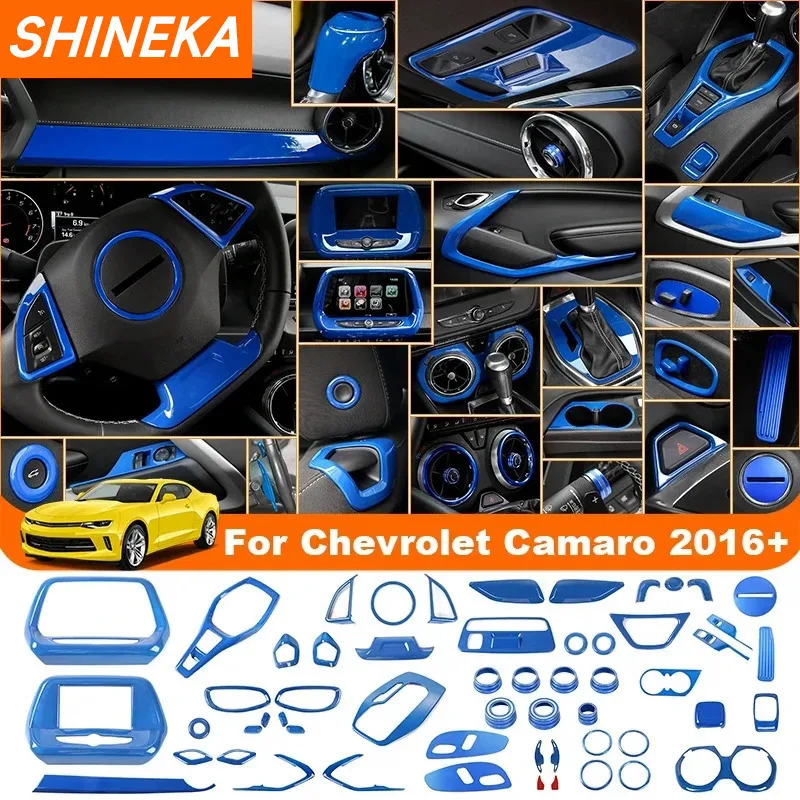 SHINEKA Center Console Steering Wheel Gear Shift Decoration Cover Trim Sticker For Chevrolet Camaro 2017 UP Interior Accessories