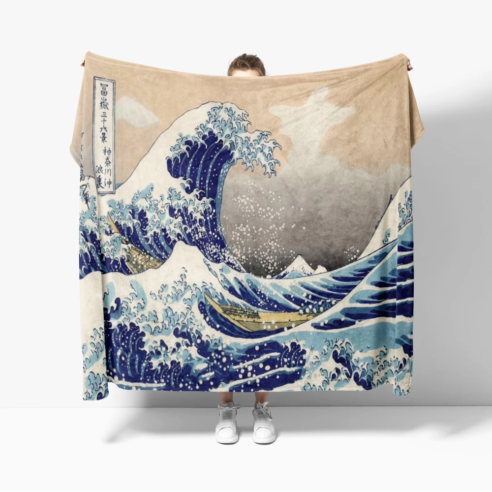 The Great Wave off Kanagawa Flannel Blanket for Sofa Decoration Art Out Door Decoration Sea Surf Blanket Throw Blankets For Bed