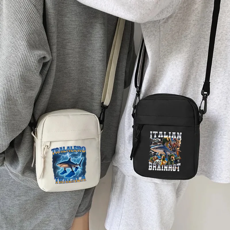 Italian Brainrot Series Series Shoulder Crossbody Bag AI Animals Small Zipper Messenger Bags Casual Women Men Simple PouchGift