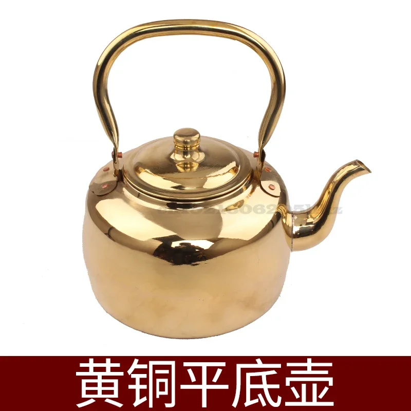 Large-Capacity Copper Pot, Flat-Bottomed Kettle, Handmade Soup Pot, 5L Gas Stove Suitable, Cookware Essentials