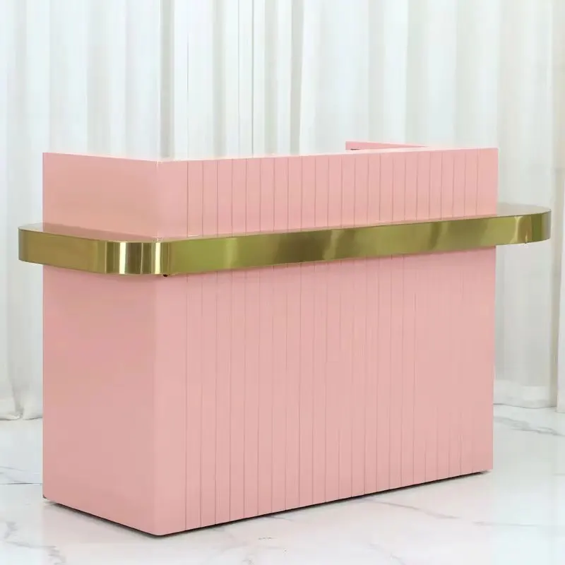 Reception Desks Modern Wood Reception Desk For Office Hotel Hair Beauty Salon Pink Cashier Counter Hospital Or Mall Applications