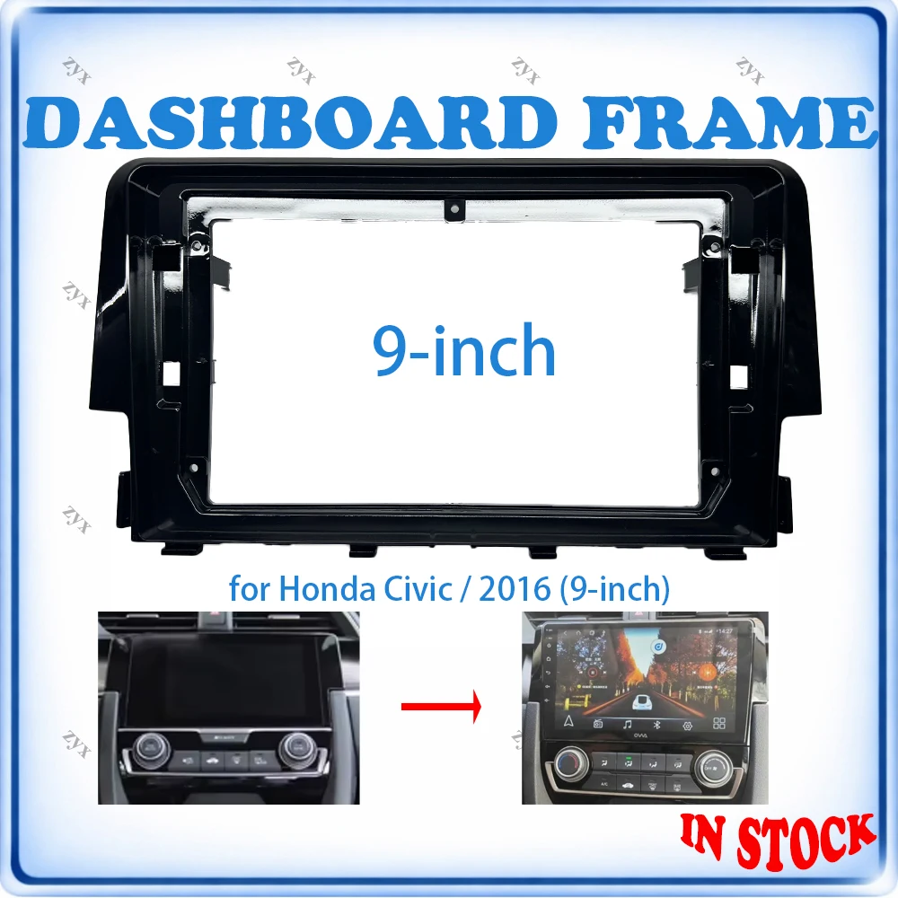

Car Radio Fascia Frame For Honda Civic 2016 9 inch With Canbus Decoder & Wiring Harness Car Accessories Plug & Play