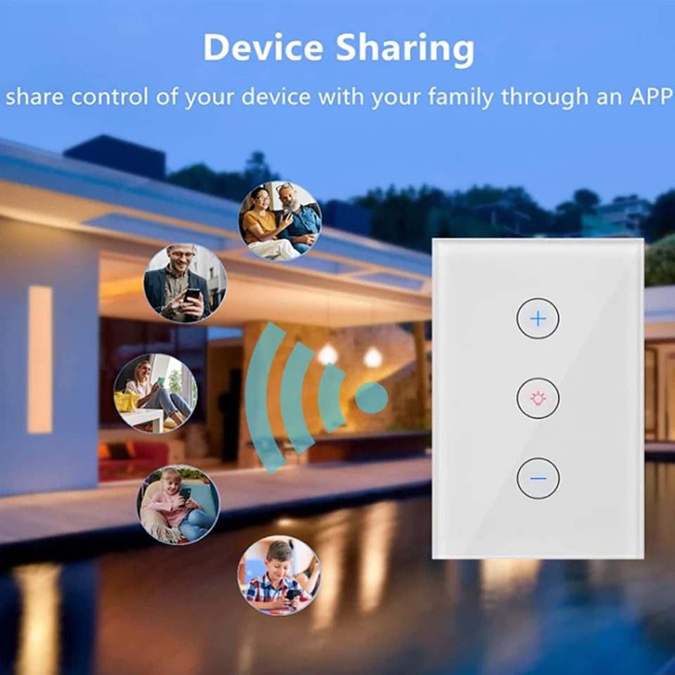 Tuya WiFi Interruptor Dimmer de Luz Inteligente, Temporizador, Sensor de Toque, Aplicativo, Voz, Controle Remoto, Funciona com Alexa, Google Home, Smart Life