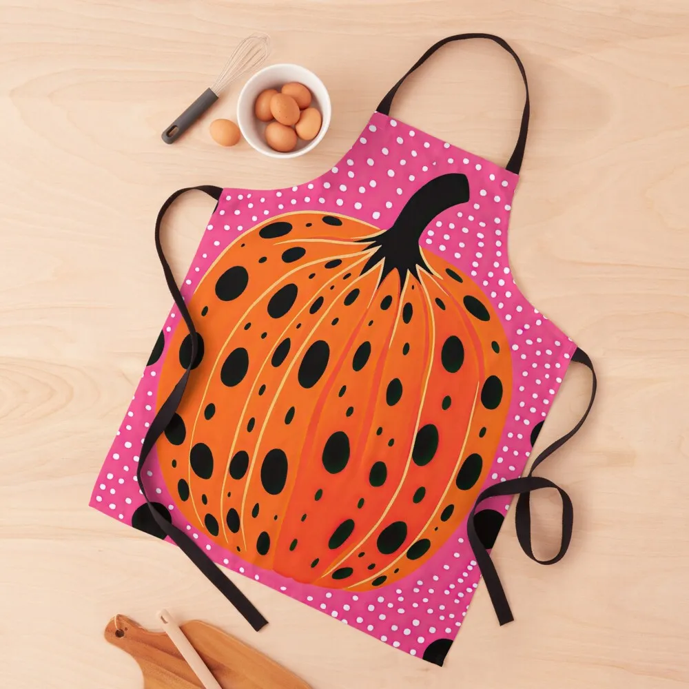 

Style Pumpkin with Dots Pink Modern Art Print Apron bib Kitchen on the wall Art Apron