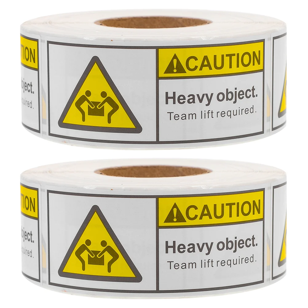 2 Rolls Overweight Sticker Team Lift Labels Stickers Moving For Boxes Heavy Object Fluorescence Packing