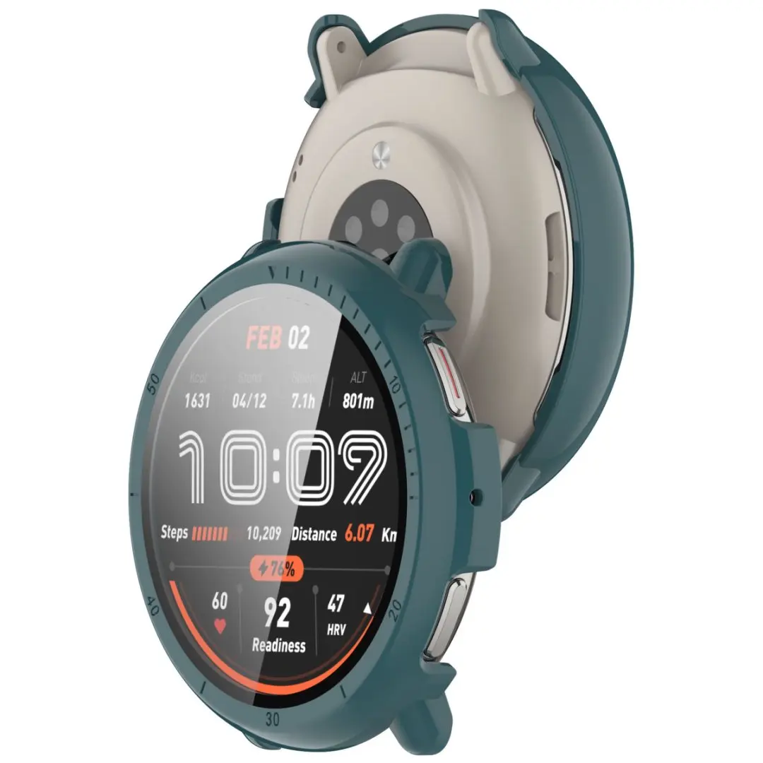 حافظة صلبة رفيعة للغاية من الزجاج المقسى واقي للشاشة غطاء حماية لساعة Huami Amazfit Active 2 A2437 الذكية