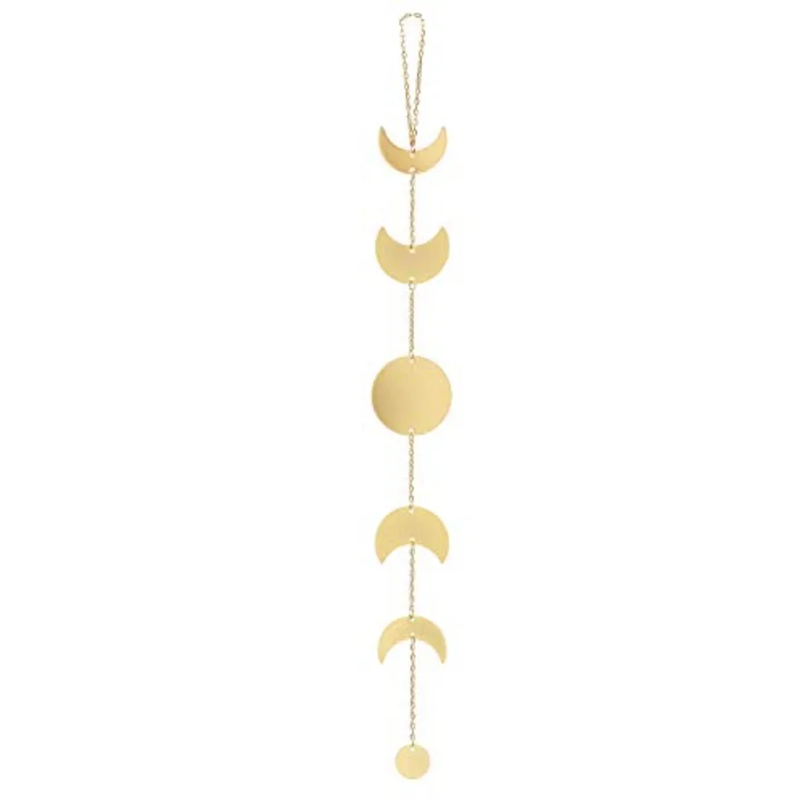 Decoración de Pared con Fases Lunares, Arte Vertical Celestial Colgante de Metal Dorado Estilo Boho Chic, Decoración Bohemia, Artículos para Adolescentes, Regalo de Navidad o Cumpleaños