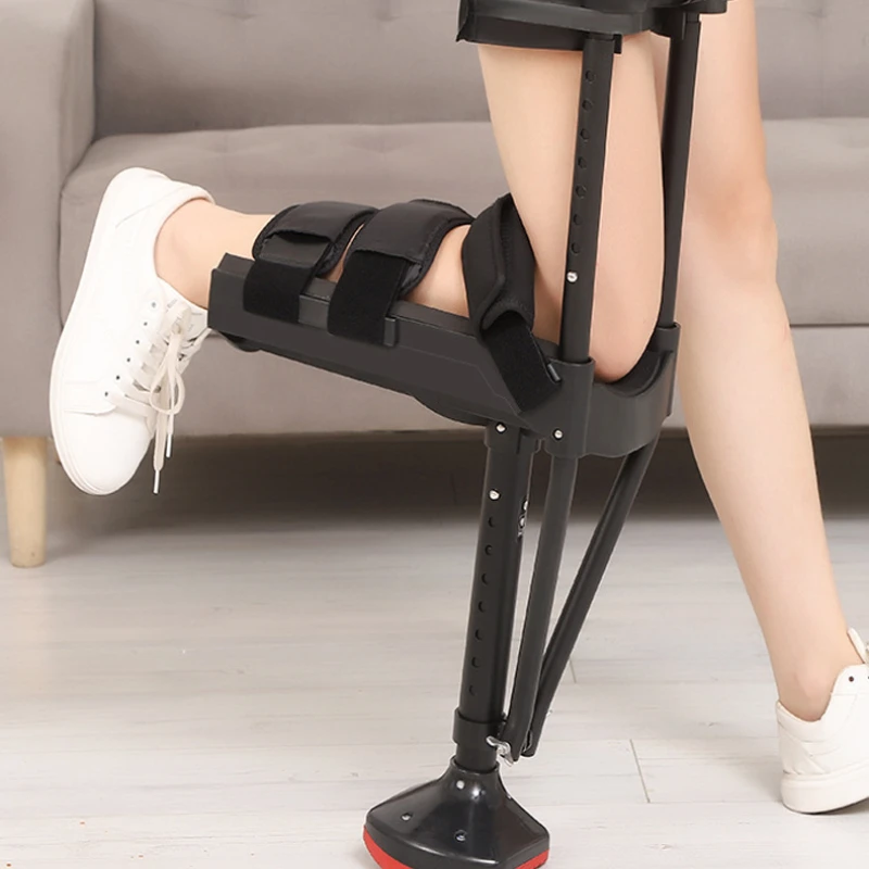 Telescopic Single Leg Walking Aid, Hands-Free Knee Crutch, Mobility Enhancer Stick, Adjustable Walker for Independent Movement