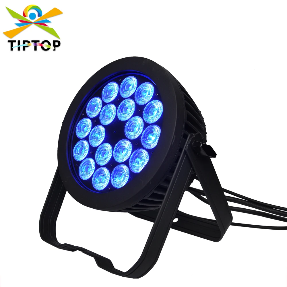 

TIPTOP TP-P103B 18x18W RGBWAP 6IN1 Waterproof IP65 Led Par Light Casting Aluminum Case No Work Noise Plastic Big Lens CE ROHS