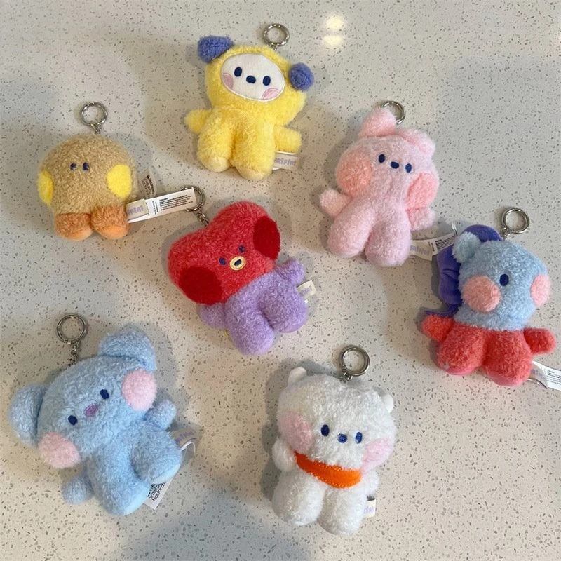 Chaveiro de pelúcia MINI BT21 coreano, fofo, moderno e popular, com formato de animal, para decoração de bolsas, presente de aniversário, desenho animado, 2026