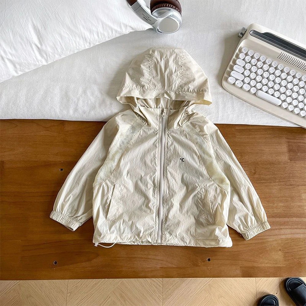 UPF50+Children's Sunscreen Clothes Jacket Outdoor Lightweight UV Protective Coats Korean Boys Girls Breathable HoodedTop