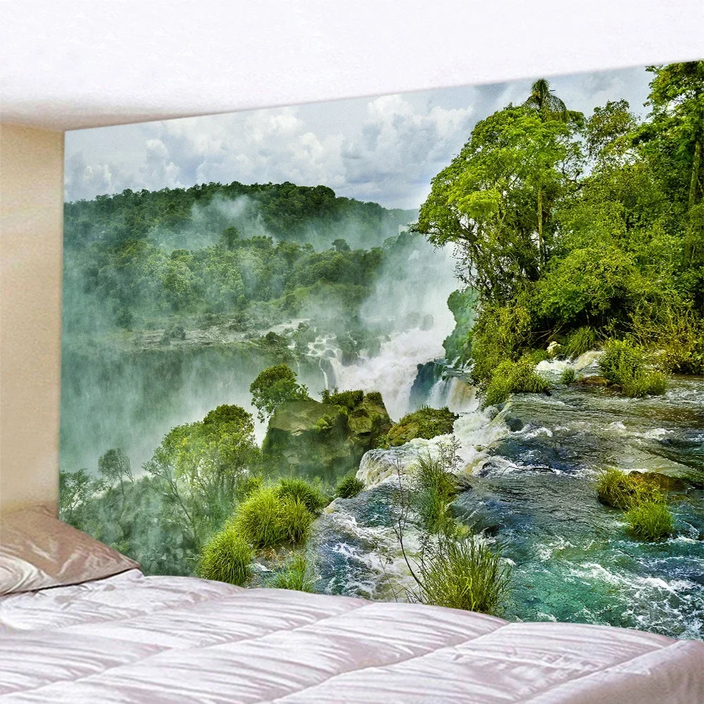 Beautiful natural landscape Waterfall Home Decoration Tapestry Hippie Bohemia Room Wall Decoration Tapestry