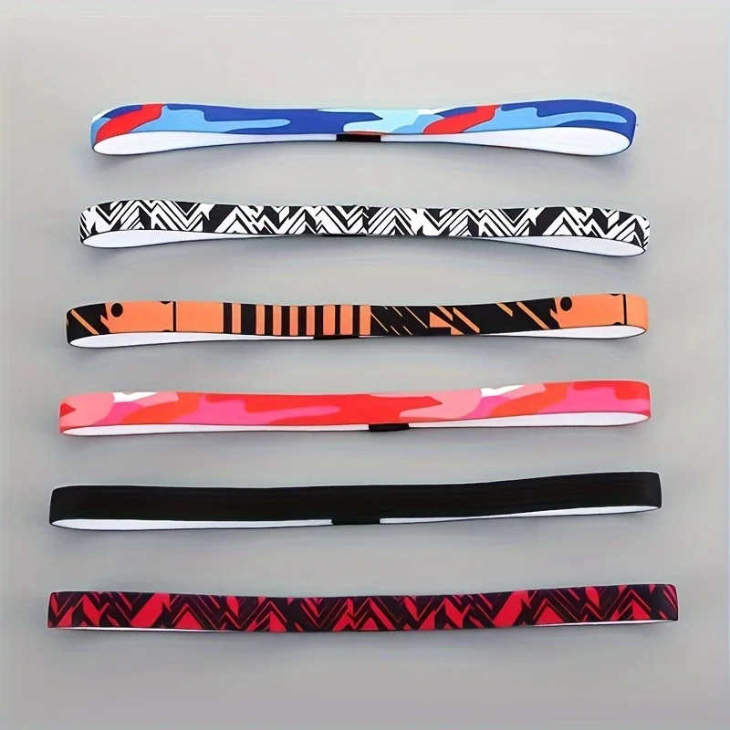 6 Stück Silikon Anti-Rutsch Sport-Stirnbänder, Feines Yoga-Fitness-Stirnband, Schweißableitend und -absorbierend, Elastisches Band – Detail 4