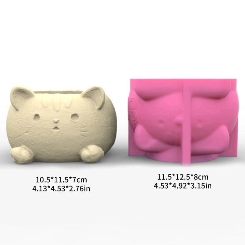 Flower Pots Silicone Mold 3D Cat Vase Concrete Candlestick Resin Mould DIY Succulent Planter Molds Craft Art Home Decor