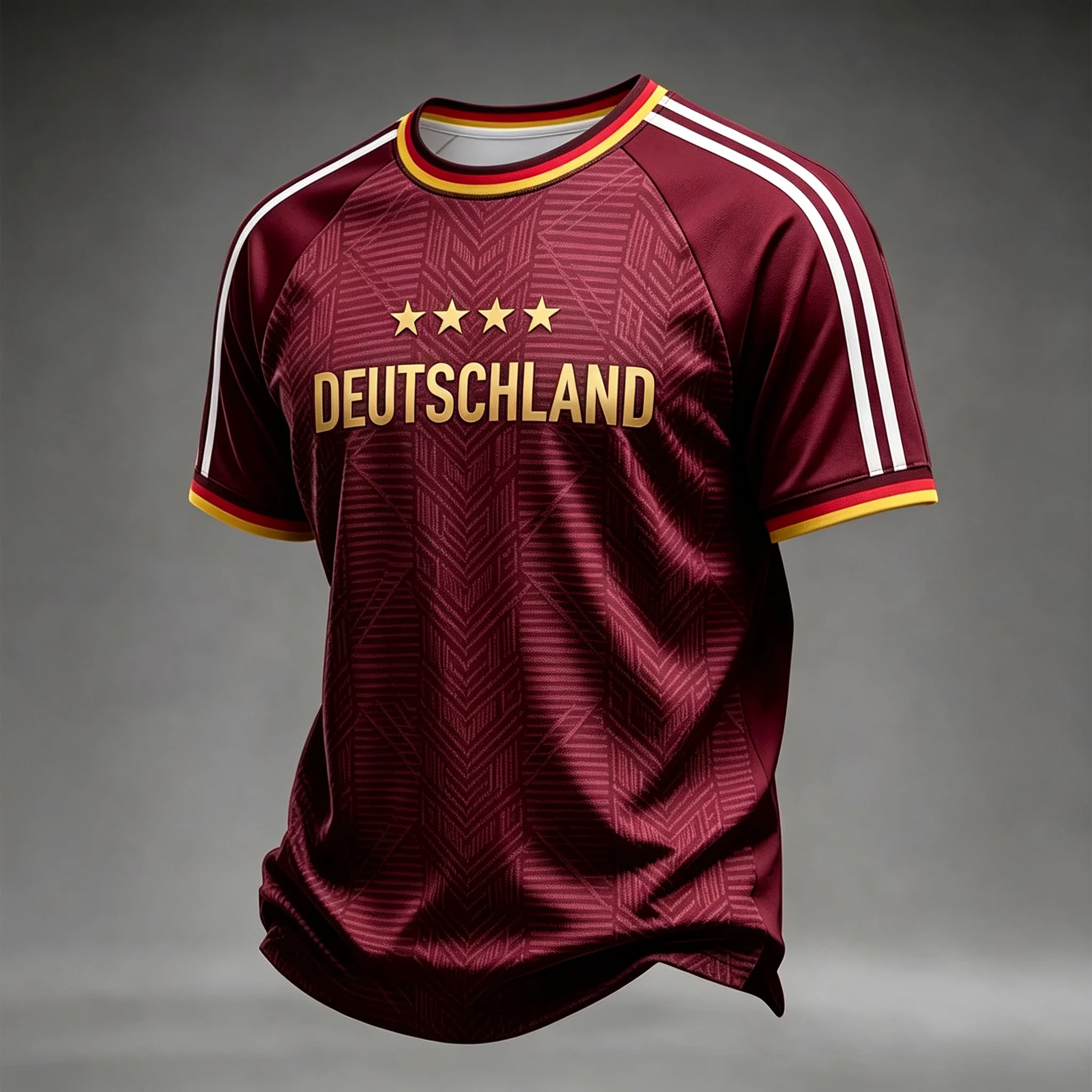 Hot‑Sell Germany Fan Soccer Jersey Full Geometric Print Golden 4‑Star Multi‑Color Youth Outdoor Fitness Fashion Unisex Top