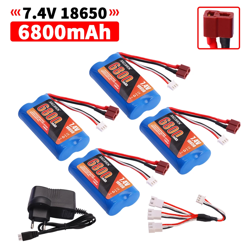 بطارية ليبو 7.4 فولت 6800 مللي أمبير 18650 لـ Q46 Wltoy 10428 12428/12423 X9115 144001   ملحقات قطع غيار السيارات RC بطارية عالية السعة 7.4 فولت