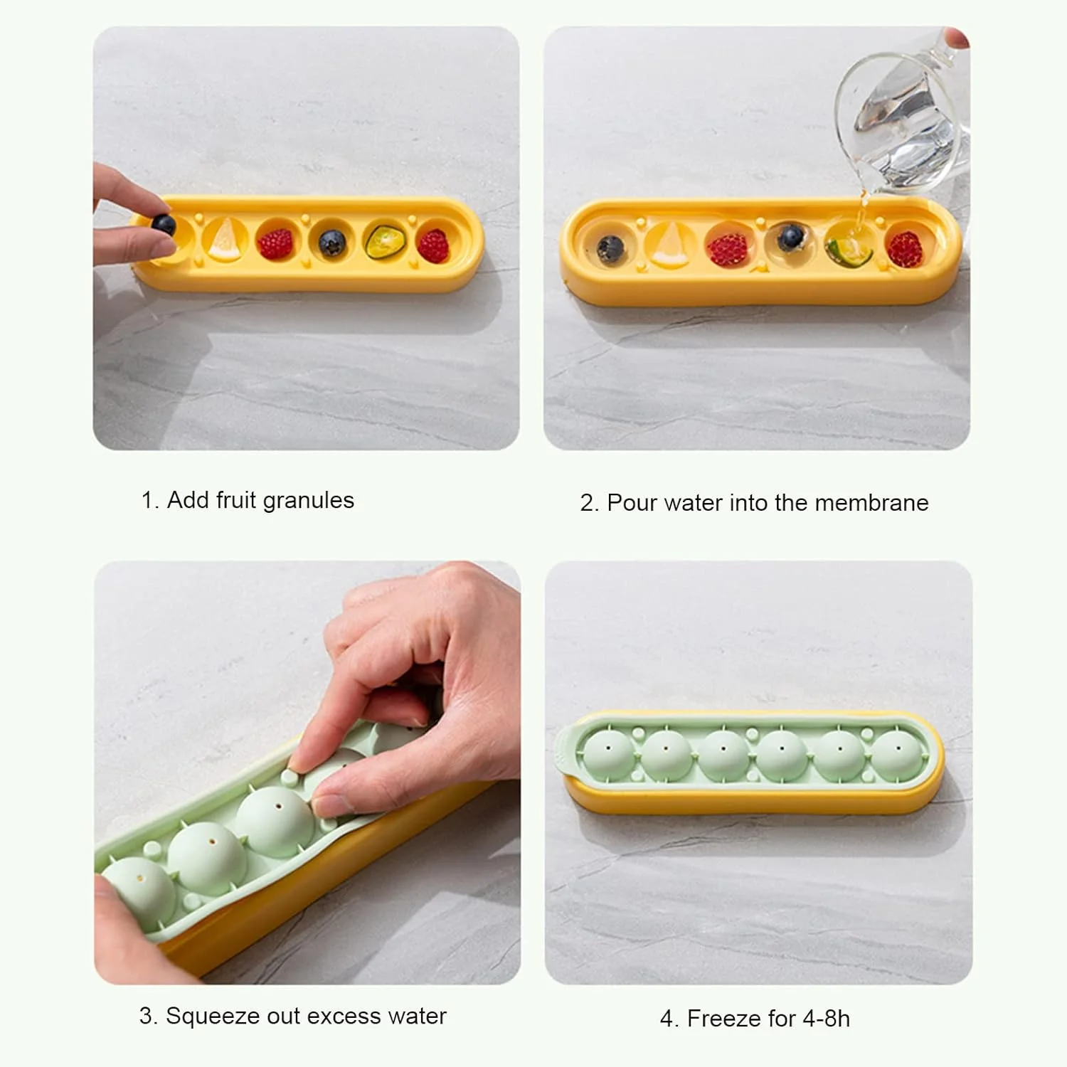 Ice Ball Maker Leak-proof Strong Construction Wide Application Ice Cube Tray for Party Yellow