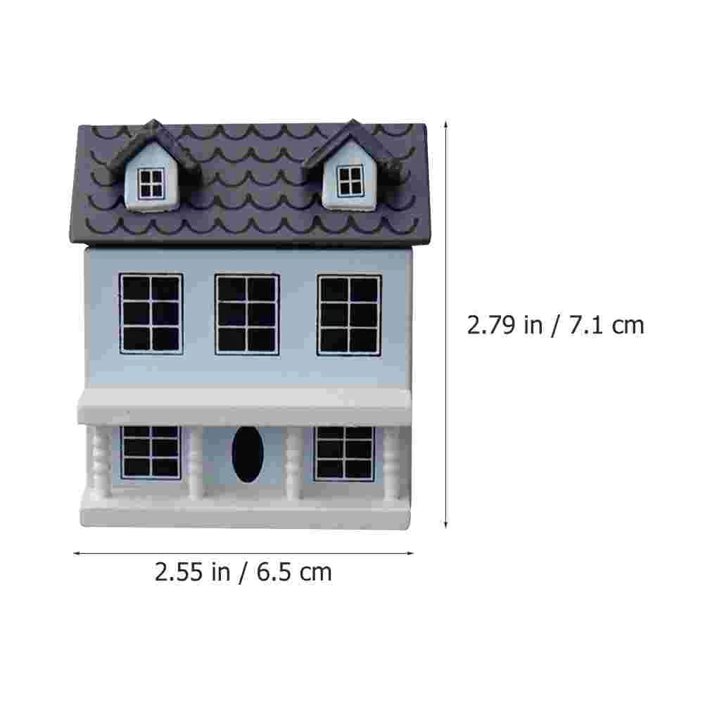 Villa Small House Mini Miniature Decorate Ornament Tiny Wood Painted Model Child Kits