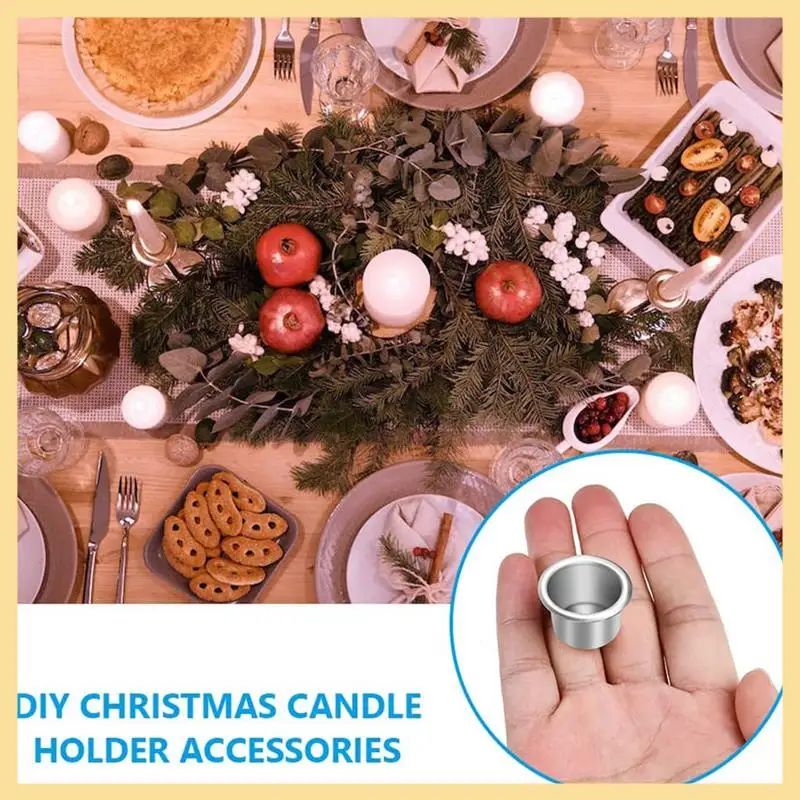 Suporte de velas pequenos de metal GOOD-20PCS, luzes de chá, velas de mesa de inserção de vela prateada, suporte de vela para velas de árvore