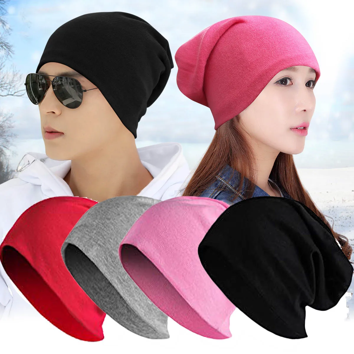 Cotton Slouchy Hat Spring Summer breathable Hat Warm Windproof Beanie Hip-Hop Hats Ski Baggy Beanies Skullies Unisex Men Women