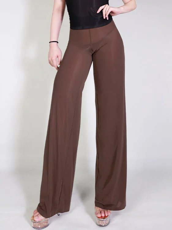 سراويل يوجا حريرية للجنسين شفافة من خلال سراويل واسعة الساق ثنى سراويل منزلية عالية المرونة صديقة للبشرة خفيفة عالية الخصر للرقص