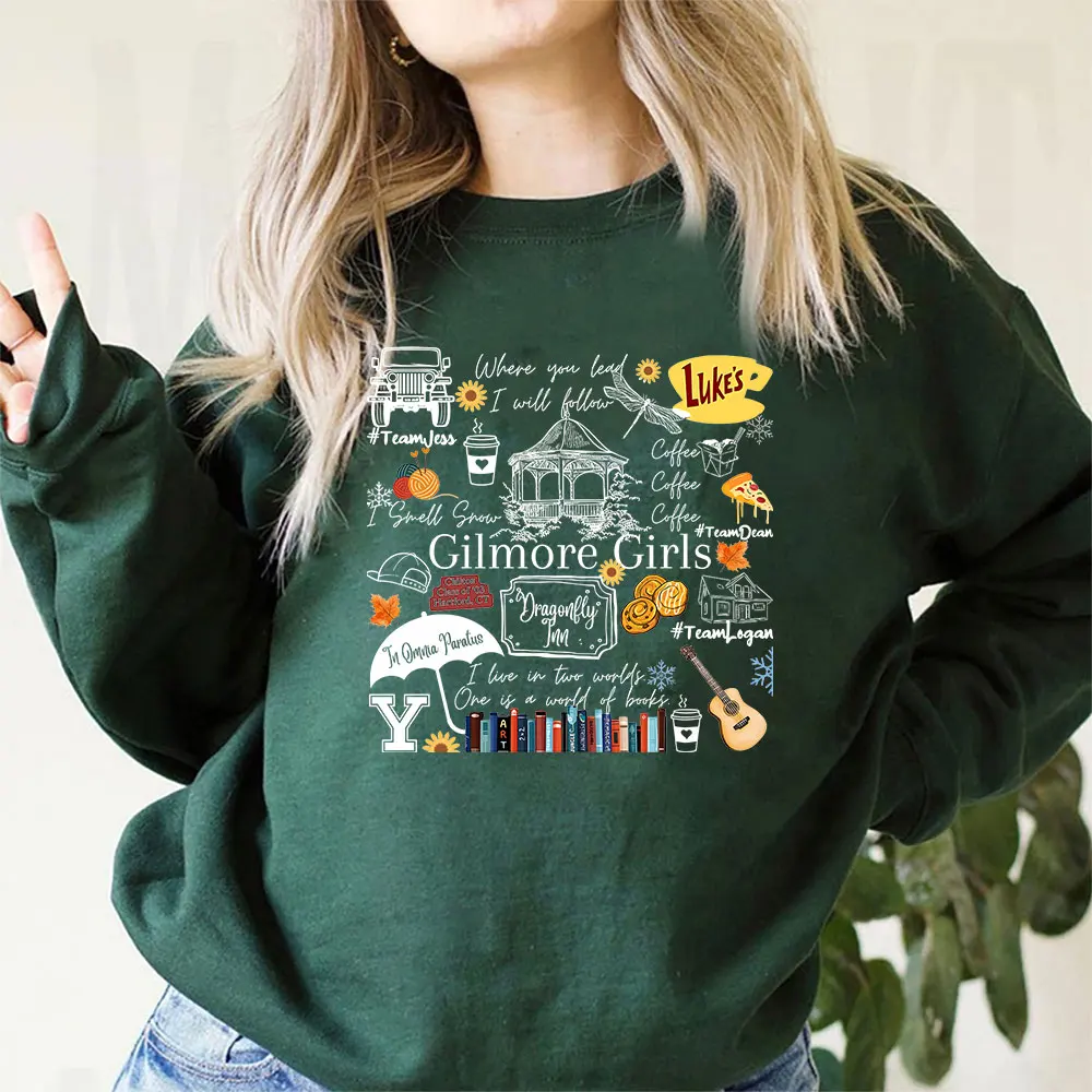 Gilmore Girls Sweatshirt Stars Hollow Shirt Dragonfly Inn Luke\'s Diner Hoodie Rory Lorelai Gilmore Tv Show Crewneck Sweatshirts