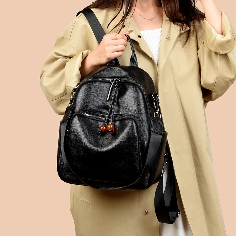 حقيبة ظهر كلاسيكية للسفر من الجلد الصناعي للنساء ، حقيبة تسوق ، لون سادة ، حقائب مدرسية ذات سعة كبيرة ، وقت ترفيه ، طالب ، نمط جديد